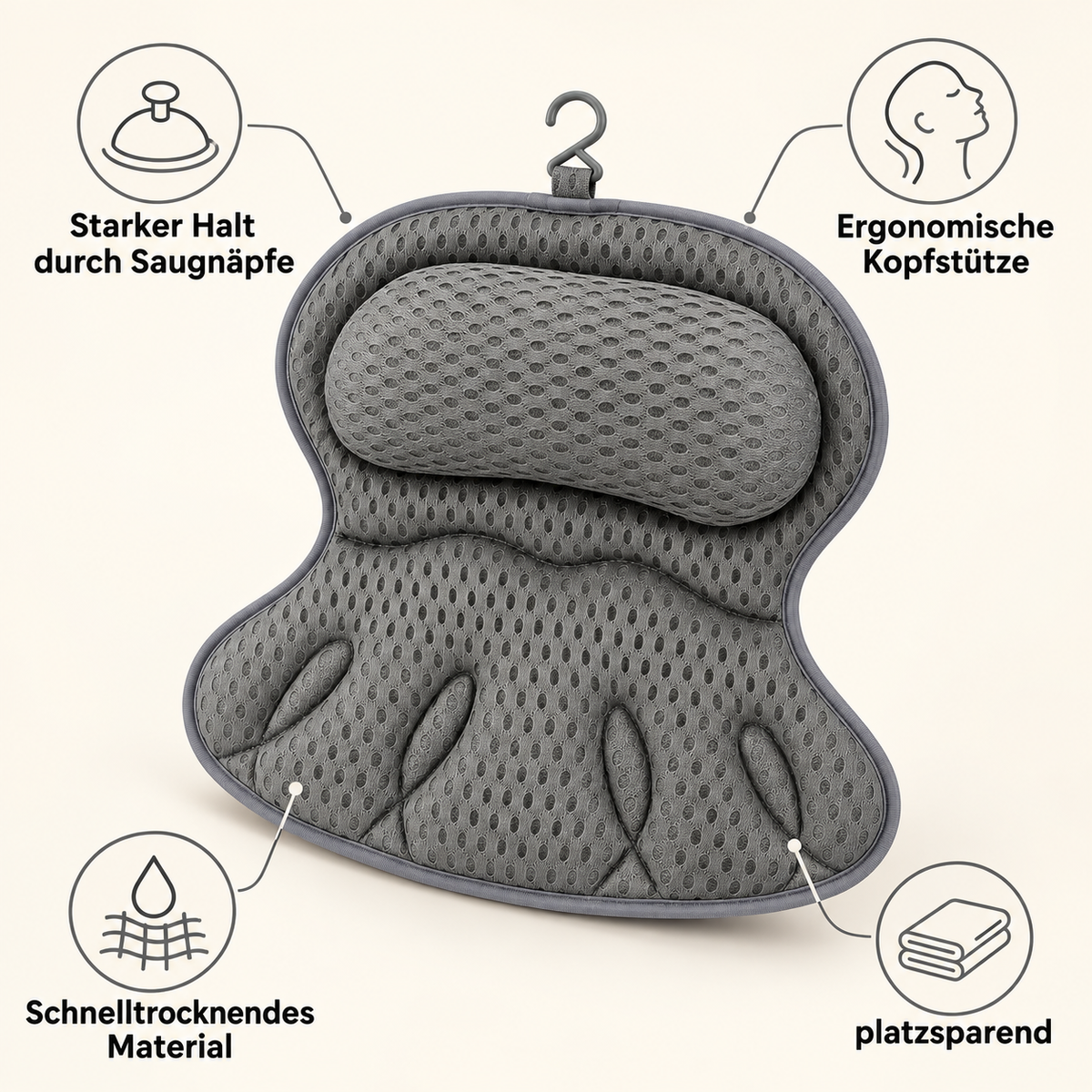 Relaxio – Komfort-Badekissen für Nacken & Rücken